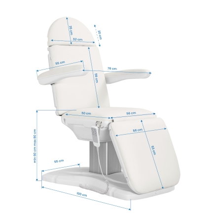 Elektryczny fotel kosmetyczny SILLON Eclipse 3 siln. biały - 11