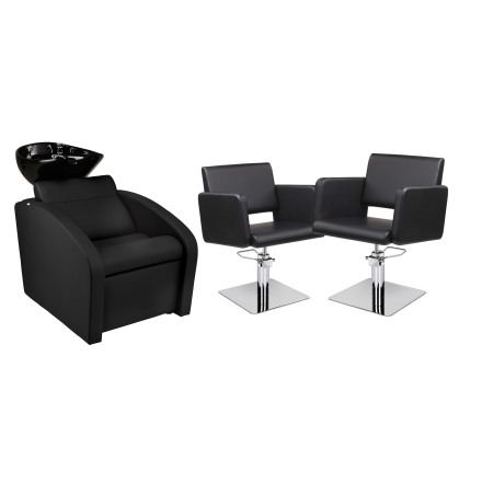 Zestaw Mebli Ayala Comfort + 2 Fotele Holly Czarne B Podstawa Kwadrat