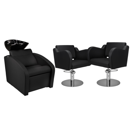 Zestaw Mebli Ayala Comfort + 2 Fotele Holly Czarne B Podstawa Dysk