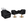 Zestaw Mebli Ayala Comfort + 2 Fotele Holly Czarne B Podstawa Dysk Złoty Misa Biała - 2