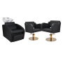 Zestaw Mebli Ayala Comfort + 2 Fotele Holly Czarne G Podstawa Dysk Złoty Misa Biała - 2