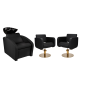 Zestaw Mebli Ayala Comfort + 2 Fotele Globe Czarne Podstawa Złoty Dysk Misa Czarna - 2