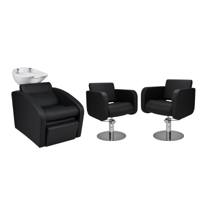 Zestaw Mebli Ayala Comfort + 2 Fotele Globe Czarne Podstawa Dysk Misa Biała
