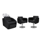 Zestaw Mebli Ayala Comfort + 2 Fotele Globe Czarne Podstawa Dysk Misa Biała - 2