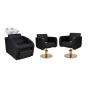 Zestaw Mebli Ayala Comfort + 2 Fotele Globe Czarne Podstawa Dysk Złoty Misa Biała - 2