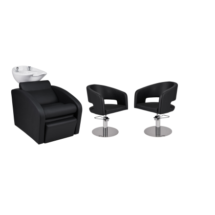 Zestaw Mebli Ayala Comfort + 2 Fotele Zoe Czarne Podstawa Dysk Misa Biała