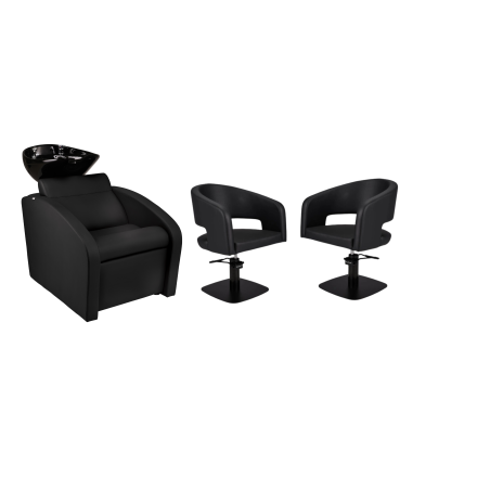 Zestaw Mebli Ayala Comfort + 2 Fotele Zoe Czarne Podstawa Kwadrat Czarny Misa Czarna