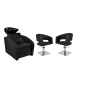 Zestaw Mebli Ayala Comfort + 2 Fotele Zoe Czarne Podstawa Kwadrat Misa Czarna - 2