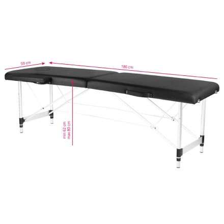 STÓŁ SKŁADANY DO MASAŻU ALUMINIOWY KOMFORT 2 SEGMENTY BLACK - 7