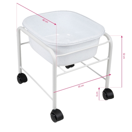 Brodzik do pedicure prosty z kółkami biały - 4