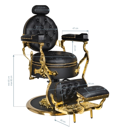 Gabbiano fotel barberski Cesare Gold czarny - 8
