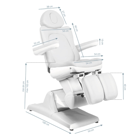 Fotel kosmetyczny elektr. Azzurro 870S pedi 3 siln. biały - 3