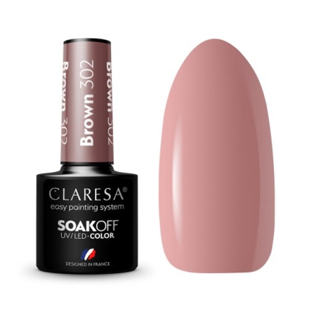 CLARESA Lakier hybrydowy BROWN 302 -5g